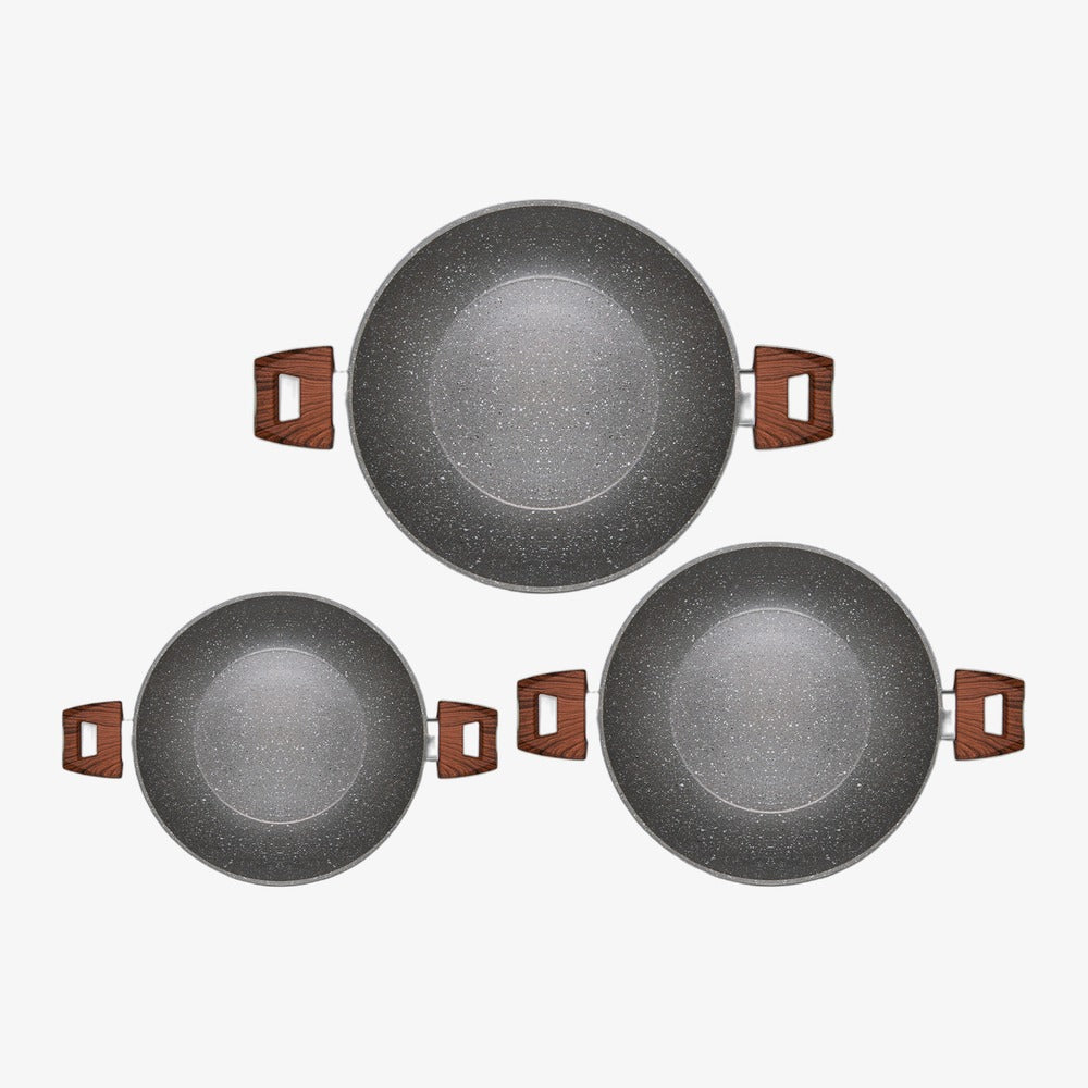 Set of 3 woks in non-stick aluminium for induction, Ø 24/28/32 cm Fast Induction – photo 1