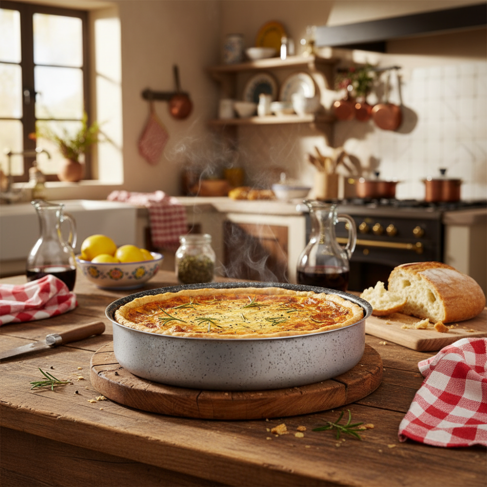 Prodotti da forno Tortiera Tonda antiaderente maneggevole alluminio PFOA free antigraffio pratica cottura veloce made in italy