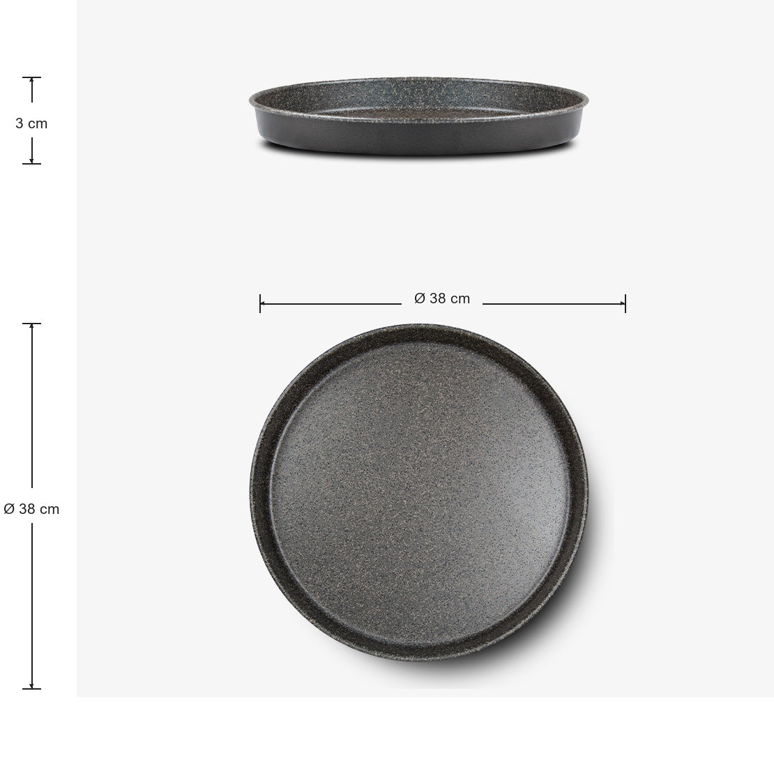 Set mit 3 Focacciaformen aus Aluminium, Ø 34/36/38 cm Happy Stone – Foto 8