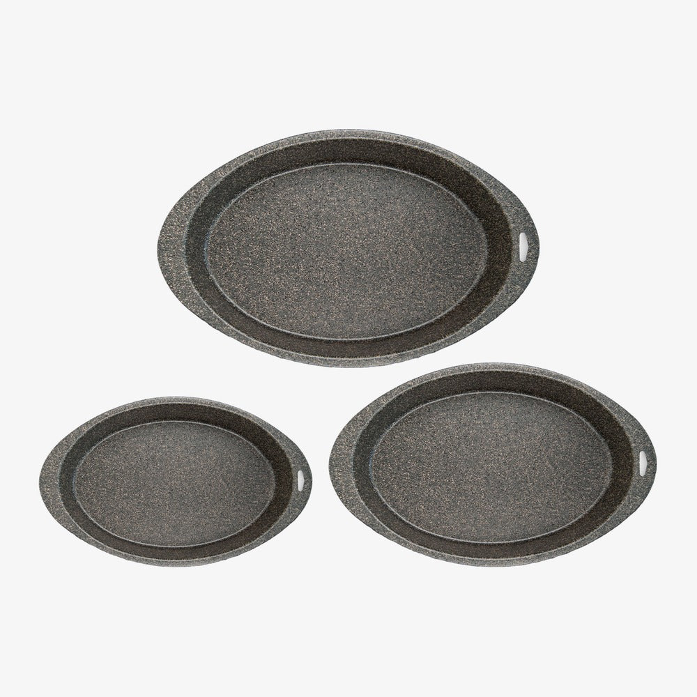 Set mit 3 ovalen Backformen aus Aluminium, 25x13/30x18/35x23 cm Happy Stone – Foto 2 - 1