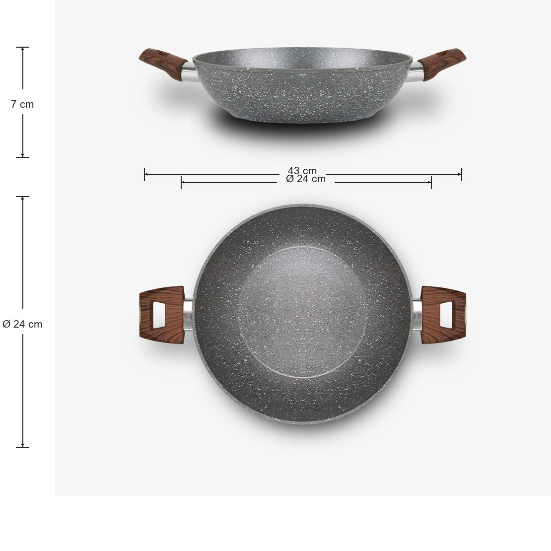 Set mit 3 Woks aus Aluminium für Induktion, Ø 24/28/32 cm Fast Induction – Foto 7 - 7