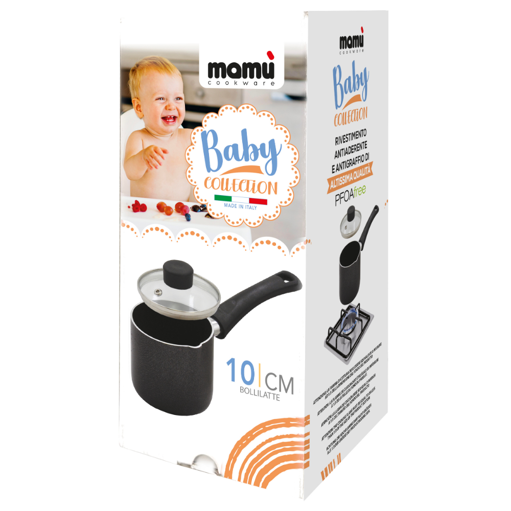 Mamù Bollilatte mini in alluminio antiaderente con coperchio in vetro pfoa free cottura veloce made in italy_2