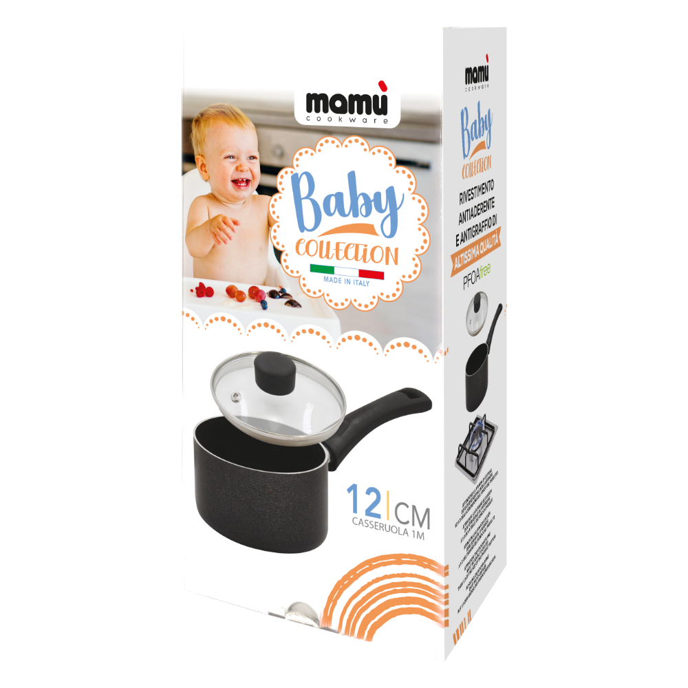 Mamù Casseruola mini 12 cm in alluminio con coperchio in vetro pfoa free cottura veloce made in italy_2