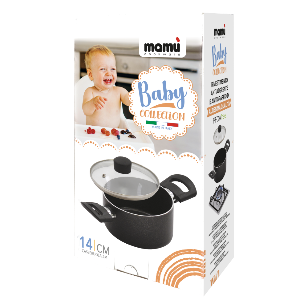 Mamù Casseruola mini 14 cm antiaderente in alluminio con coperchio in vetro pfoa free made in italy_2