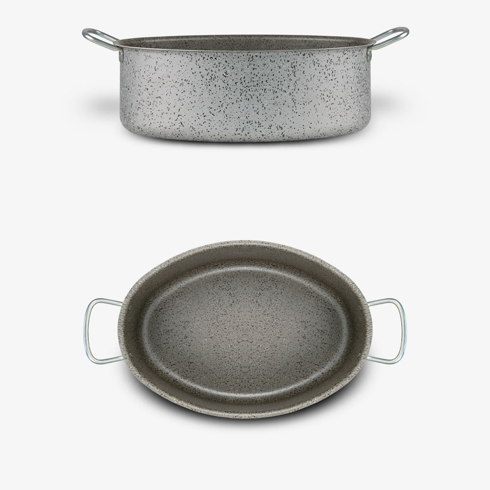 Casseruola Ovale antiaderente maneggevole alluminio PFOA free antigraffio pratica cottura veloce made in italy_5
