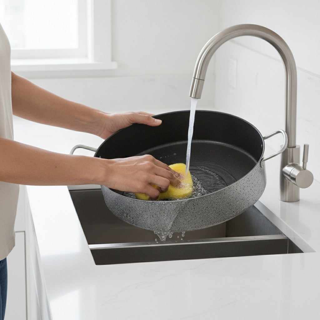 Casseruola Ovale antiaderente maneggevole alluminio PFOA free antigraffio pratica cottura veloce made in italy_7 - 7