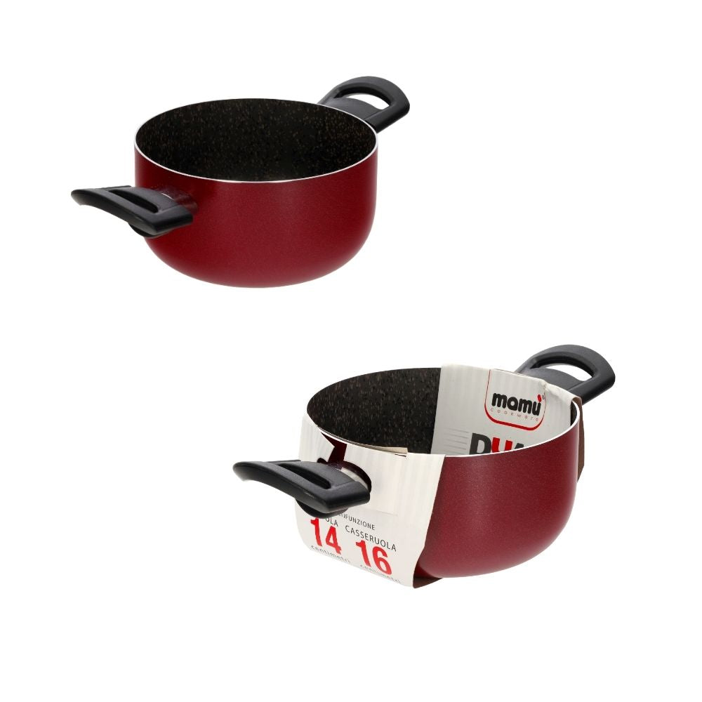 Mamù Set casseruola e pentola due manici in alluminio 7 strati pfoa free antigraffio made in italy_1