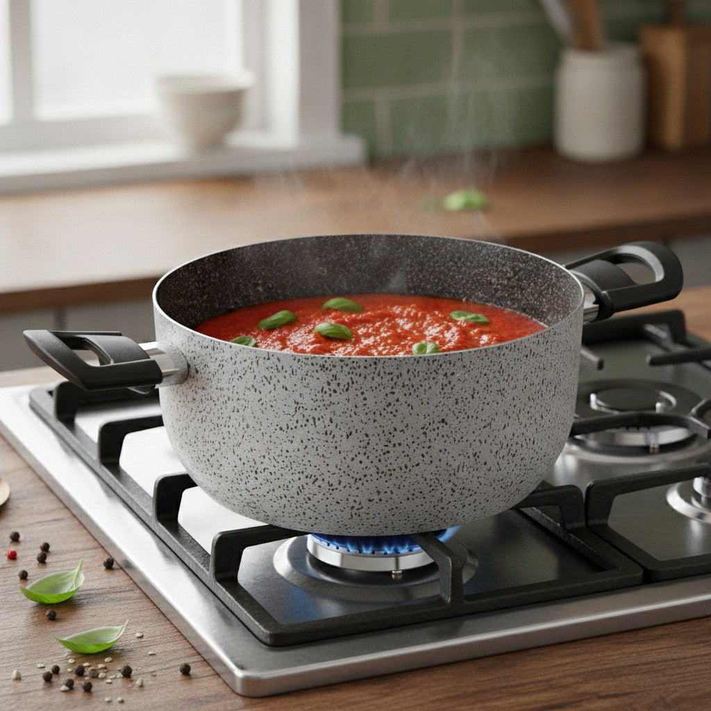 Casseruola con due manici antiaderente maneggevole alluminio PFOA free antigraffio pratica cottura veloce made in italy_8 - 8