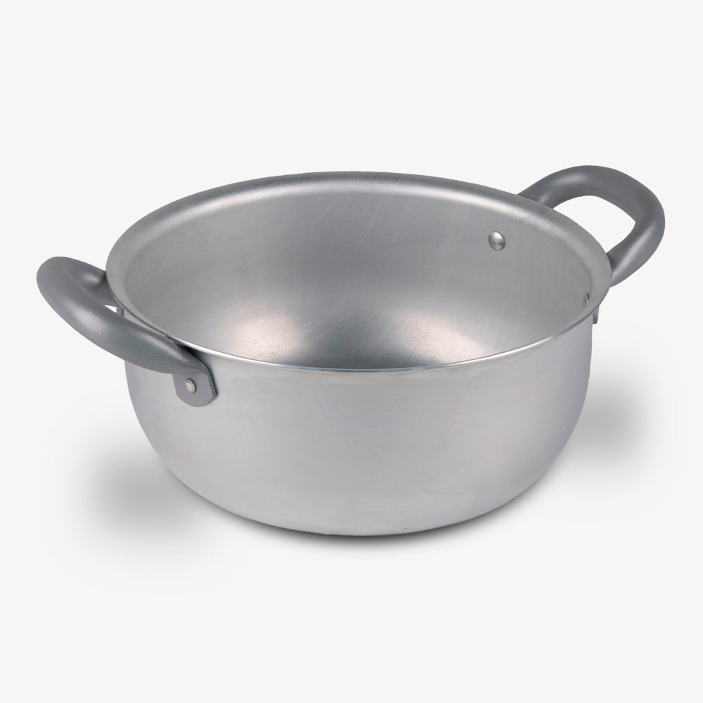Casseruola con due manici in alluminio bianco con manico in ferro capiente horeca casalinga made in italy_1