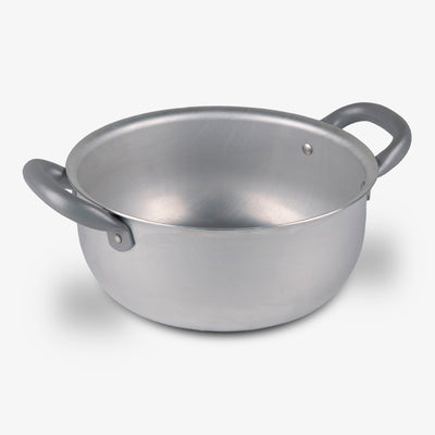 Casseruola con due manici in alluminio bianco con manico in ferro capiente horeca casalinga made in italy