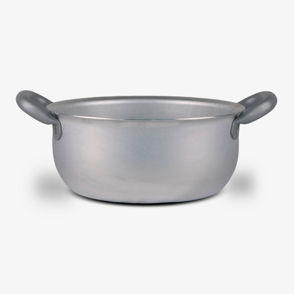 Casseruola con due manici in alluminio bianco con manico in ferro capiente horeca casalinga made in italy_2