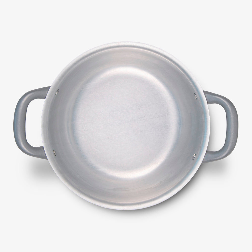 Casseruola con due manici in alluminio bianco con manico in ferro capiente horeca casalinga made in italy_3