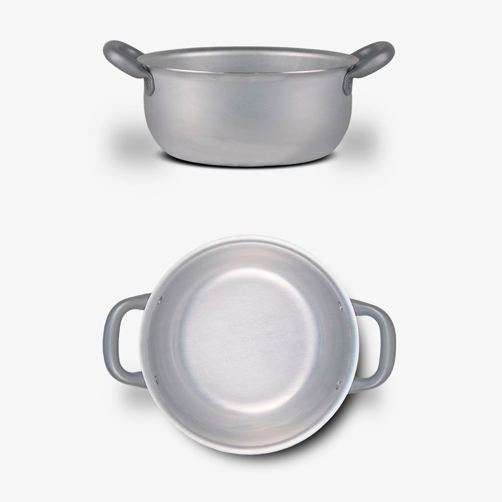 Casseruola con due manici in alluminio bianco con manico in ferro capiente horeca casalinga made in italy_5 - 5