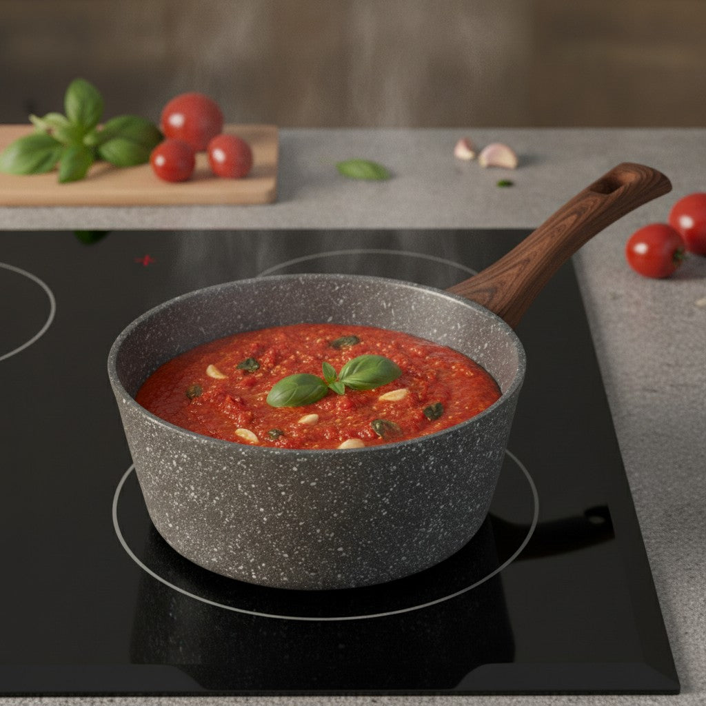 Casseruola con un manico ad induzione con alto spessore resistente_8