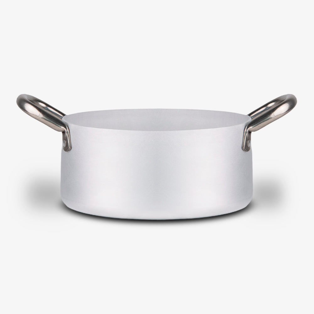Casseruola in alluminio bianco con due manici in ferro piccola misura made in italy_2
