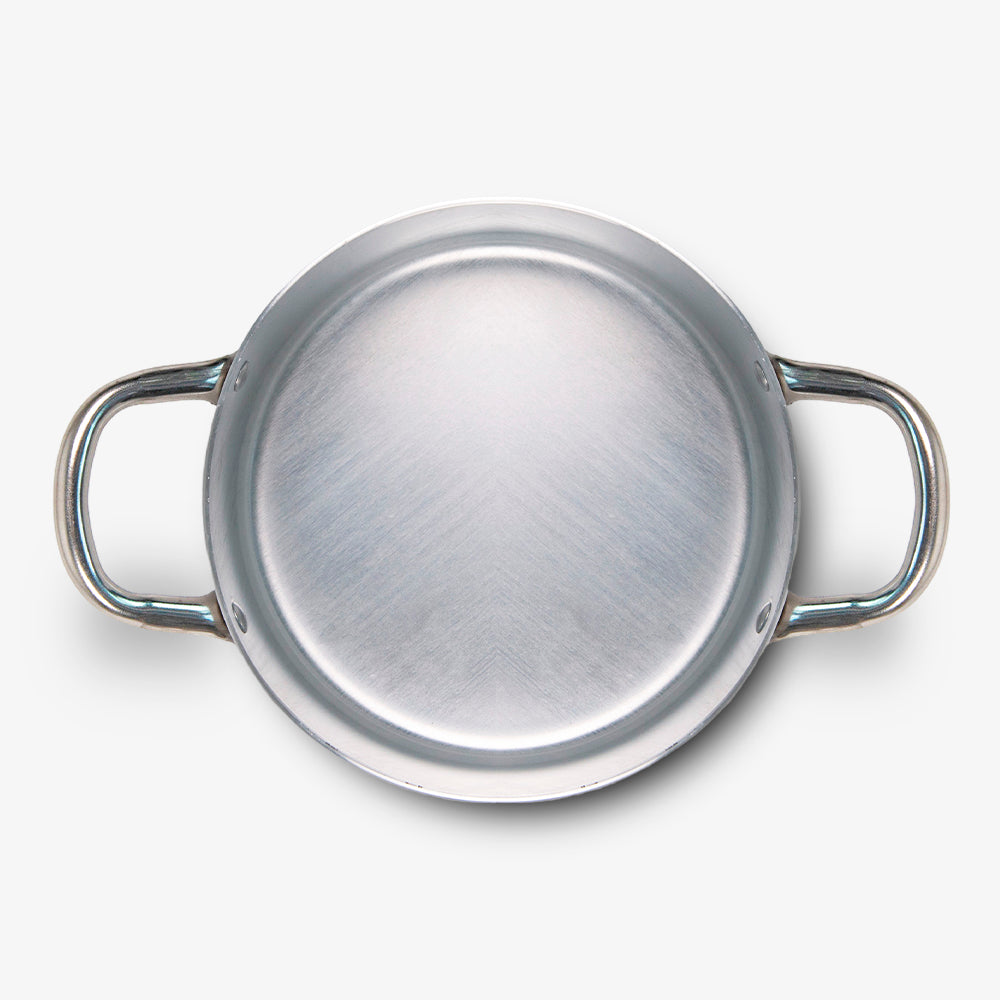 Casseruola in alluminio bianco con due manici in ferro piccola misura made in italy_3