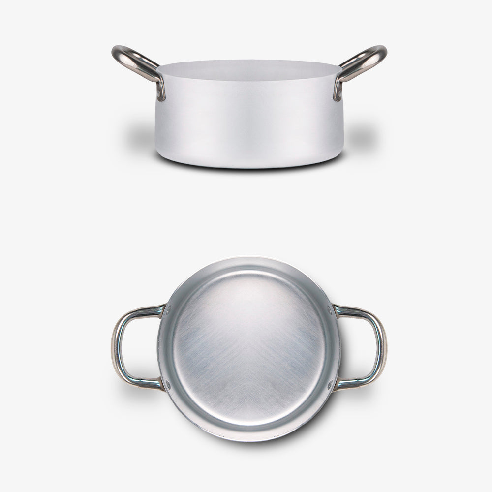 Casseruola in alluminio bianco con due manici in ferro piccola misura made in italy_5 - 5