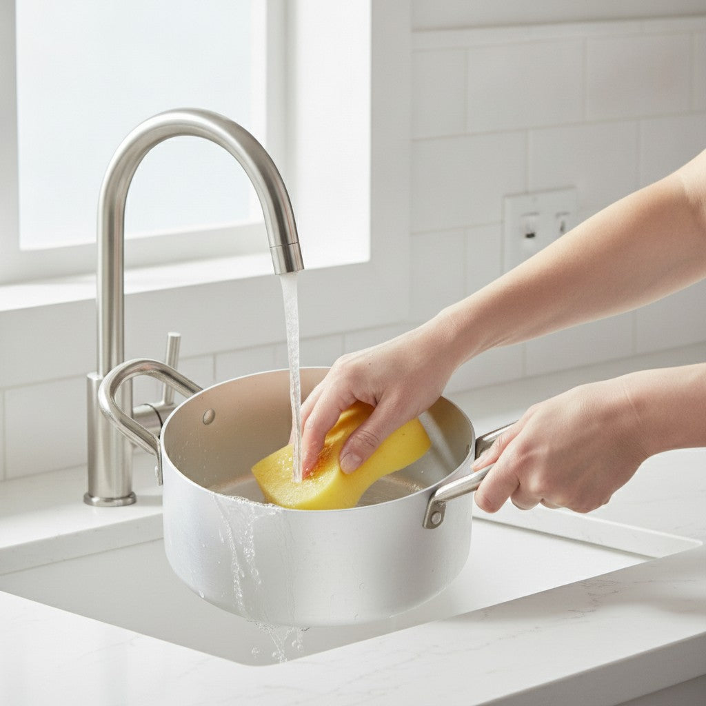 Casseruola in alluminio bianco con due manici in ferro piccola misura made in italy_7 - 7