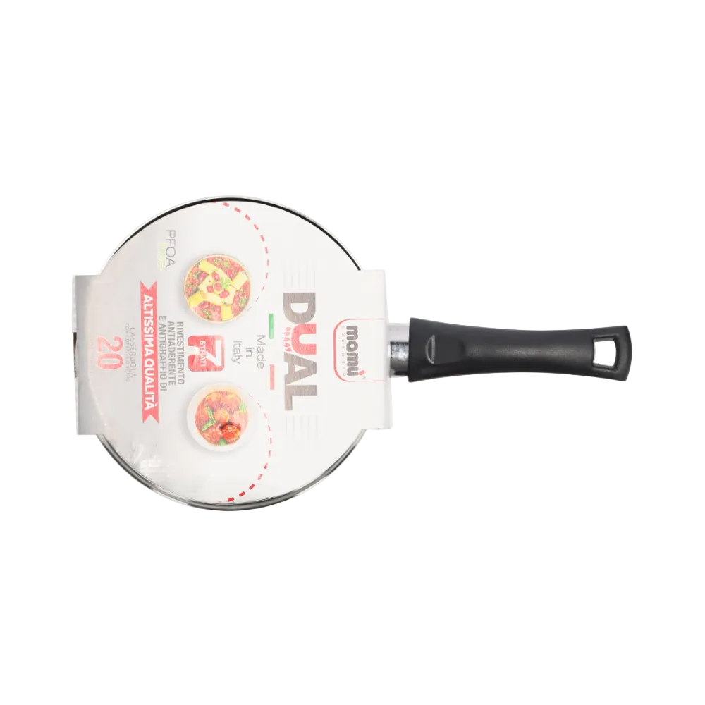 Mamù Casseruola con manico antiaderente con coperchio in vetro antigraffio made in italy_4