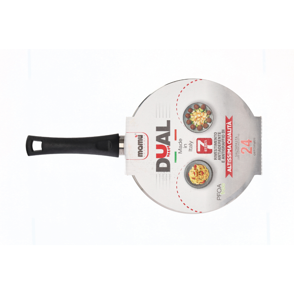 Mamù Saltapasta con manico antiaderente con coperchio in vetro alluminio pfoa free antigraffio cottura veloce made in italy_6