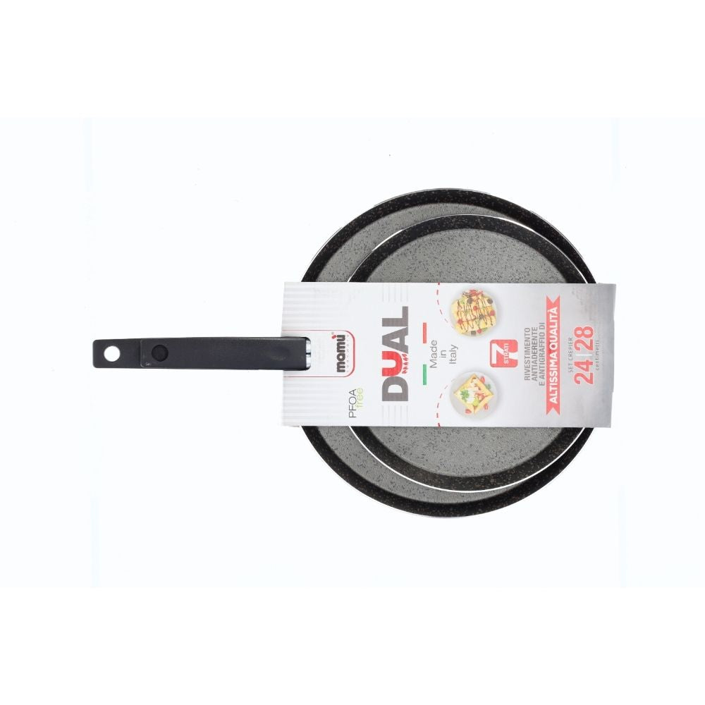 Mamù Set 2 crepier antiaderenti alluminio Ø 24 e 28 cm pfoa free antigraffio made in italy_2
