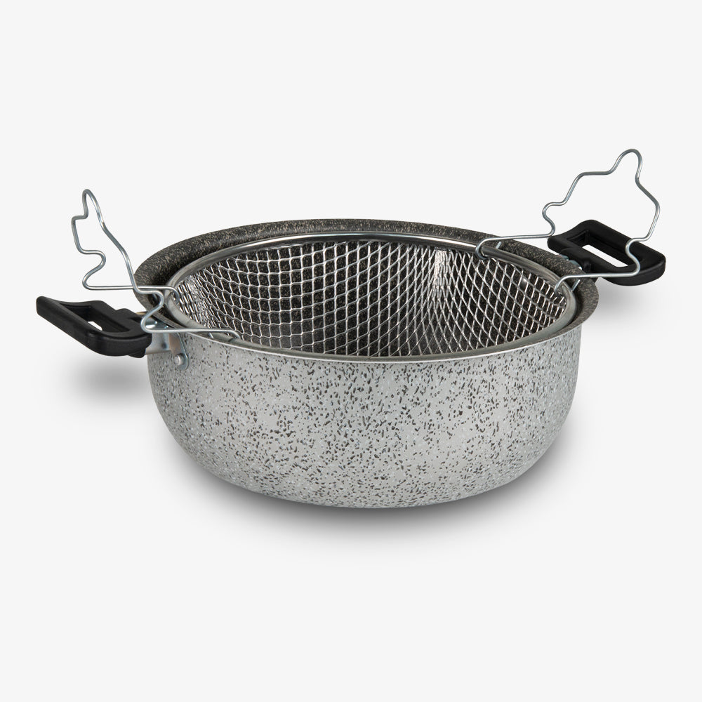 Friggitrice con due manici antiaderente maneggevole alluminio PFOA free antigraffio pratica cottura veloce made in italy_1