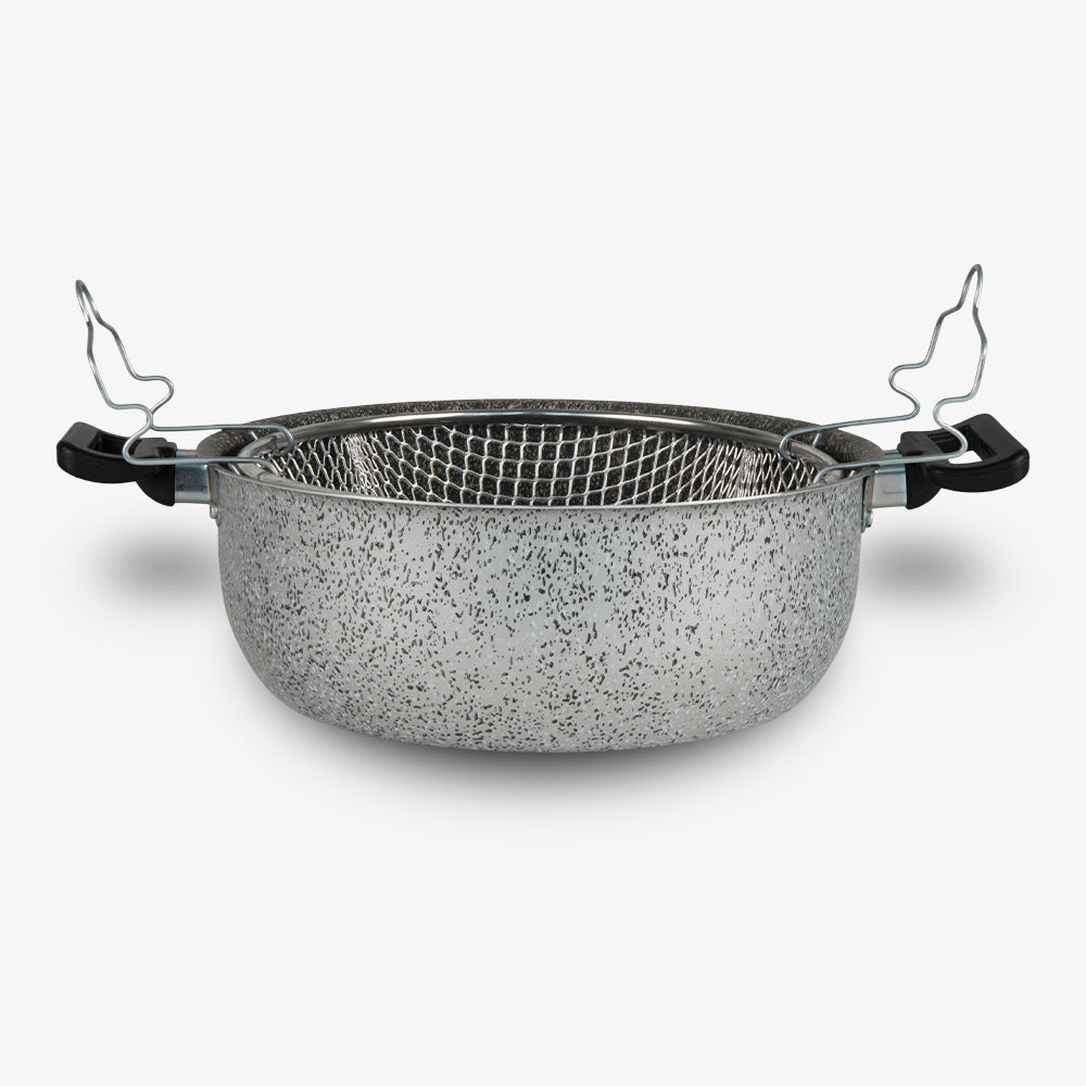 Friggitrice con due manici antiaderente maneggevole alluminio PFOA free antigraffio pratica cottura veloce made in italy_2