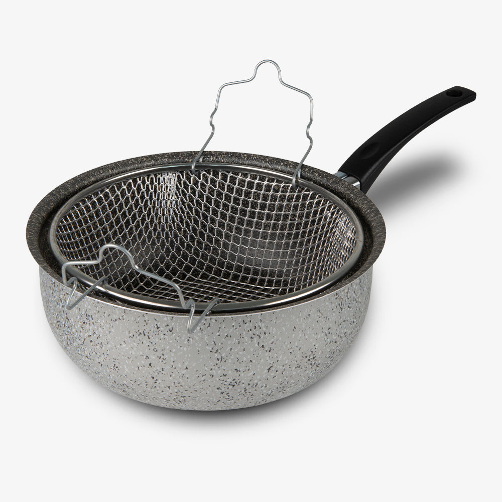 Friggitrice con un manico antiaderente maneggevole alluminio PFOA free antigraffio pratica cottura veloce made in italy_1