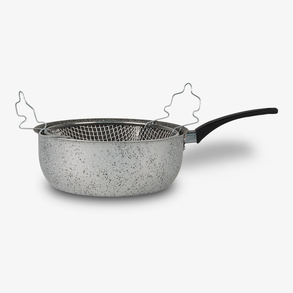Friggitrice con un manico antiaderente maneggevole alluminio PFOA free antigraffio pratica cottura veloce made in italy_2