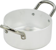 Casseruola in alluminio bianco con due manici in ferro piccola misura made in italy