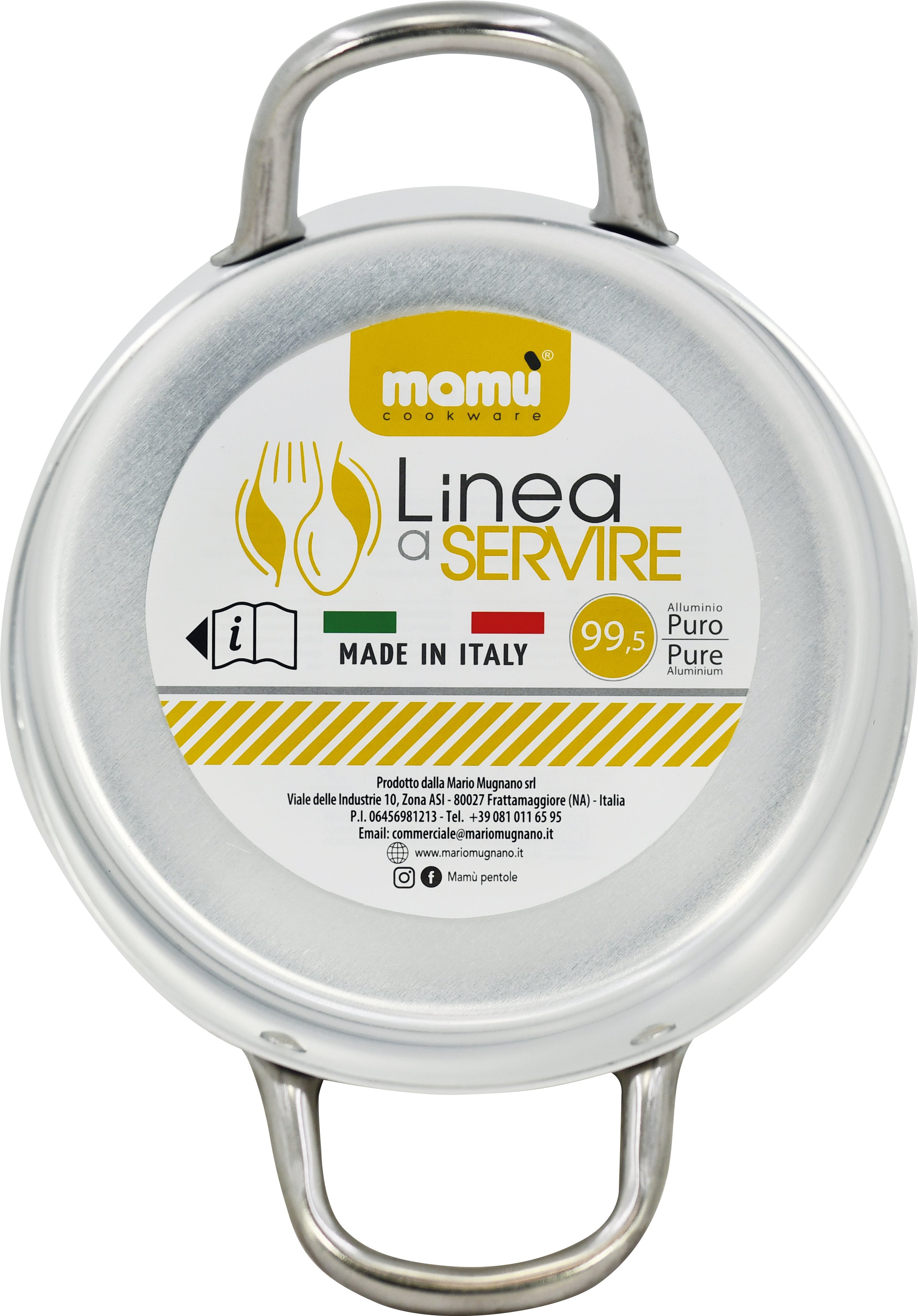 Casseruola in alluminio bianco con due manici in ferro piccola misura made in italy - 6