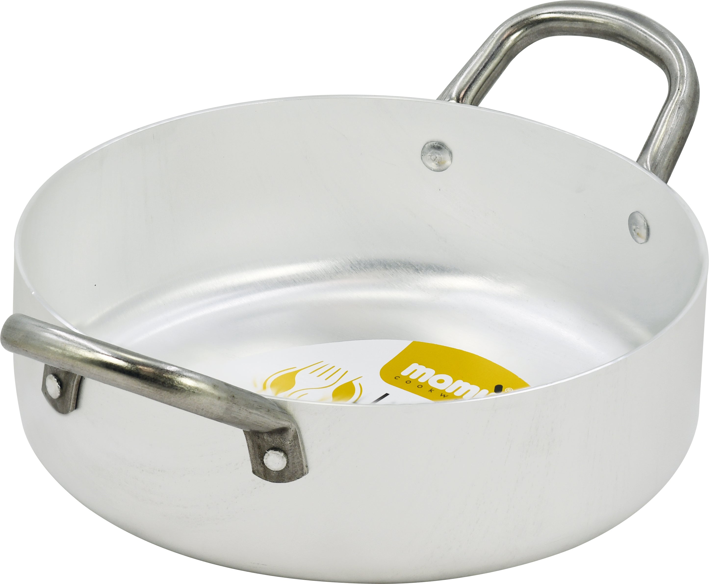 Kleine weiße Aluminiumpfanne mit zwei Eisengriffen, hergestellt in Italien - 3