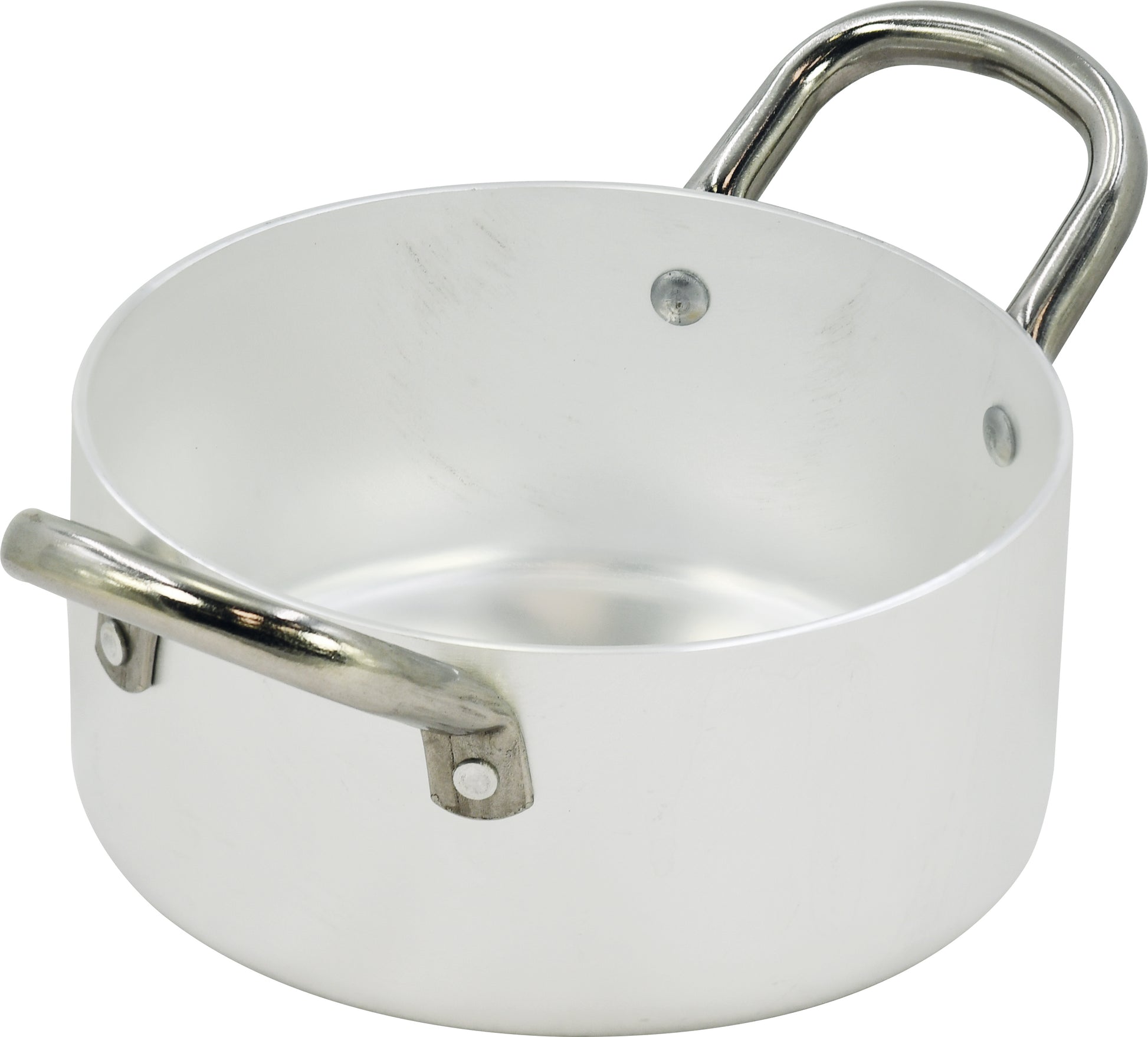 Casseruola in alluminio bianco con due manici in ferro piccola misura made in italy