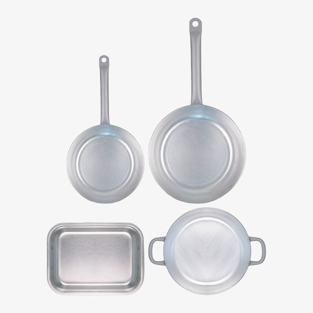 Big Chef 4-piece set: large sauté pans, shallow casserole and roasting pan in 99.5% pure – photo 1