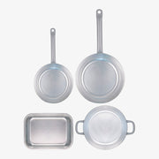 Set Big Chef 4 pezzi saltapasta, tegame e rostiera grandi in alluminio puro 99,5% con manici con manici in ferro – foto 1