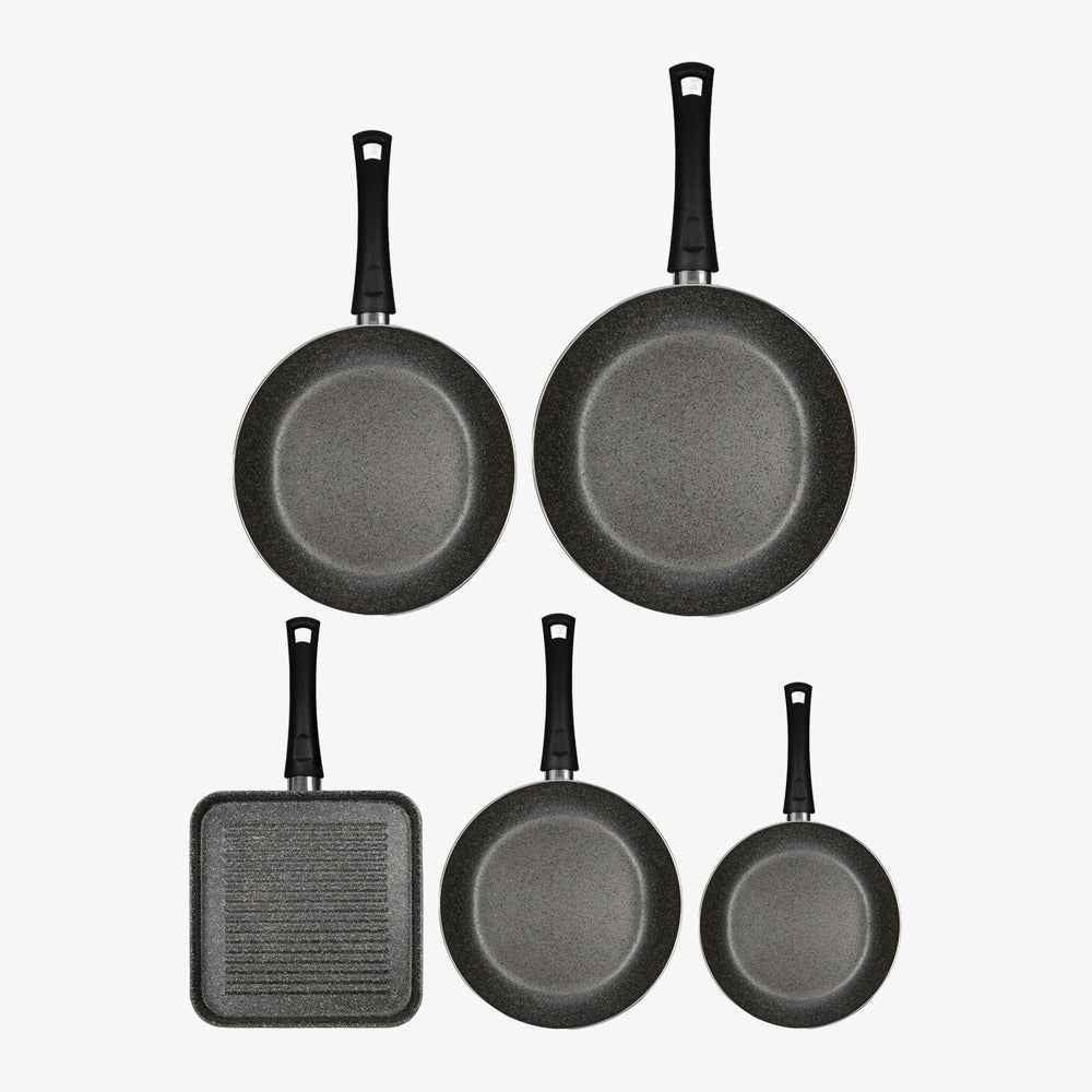 Daily 5-piece set of non-stick frying pans, sauté pans and grill pan aluminium – photo 1