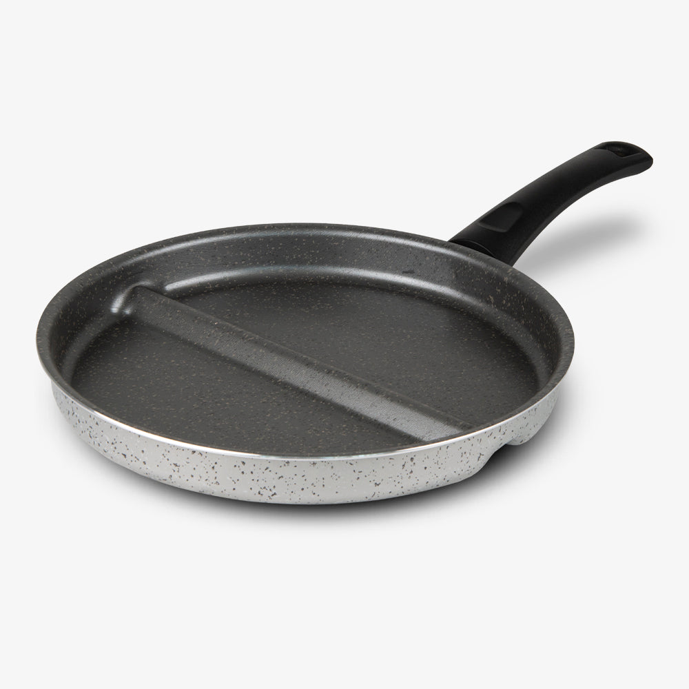 Padella doppia cottura antiaderente in alluminio con separatore con un manico antigraffio made in italy_1