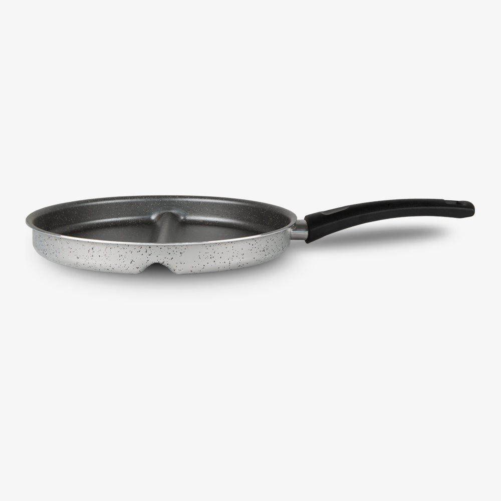 Padella doppia cottura antiaderente in alluminio con separatore con un manico antigraffio made in italy_2