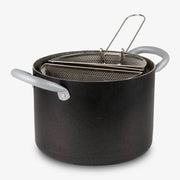 Pentola due cestelli con un manico estraibile con coperchio in vetro antiaderente alluminio pfoa free antigraffio made in italy_1