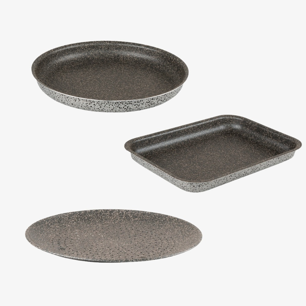 Set 3 prodotti per pizza antiaderente alluminio antigraffio cottura veloce made in italy