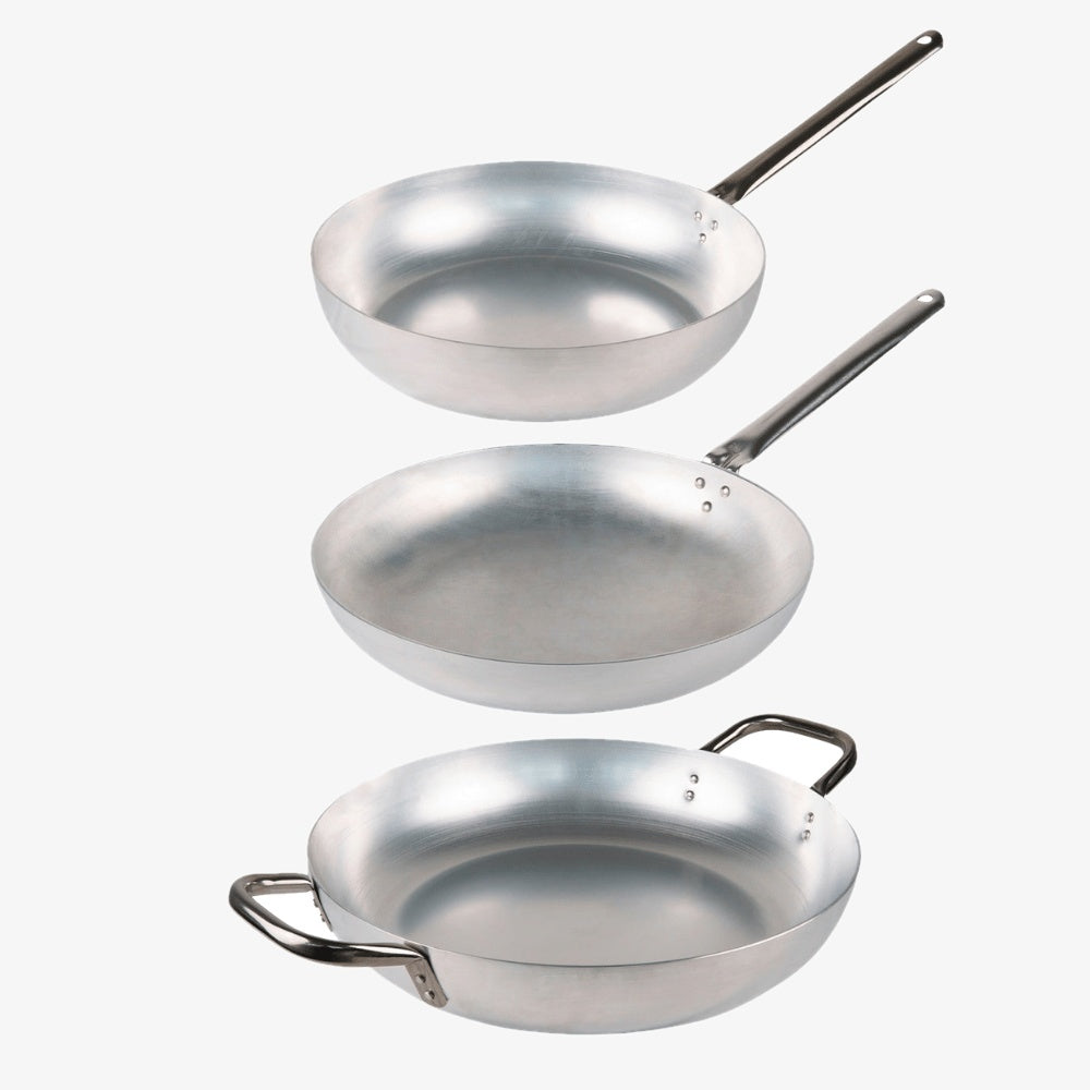Set Professionale 3 prodotti padella, saltapasta, tegame in alluminio puro linea professionale made in italy