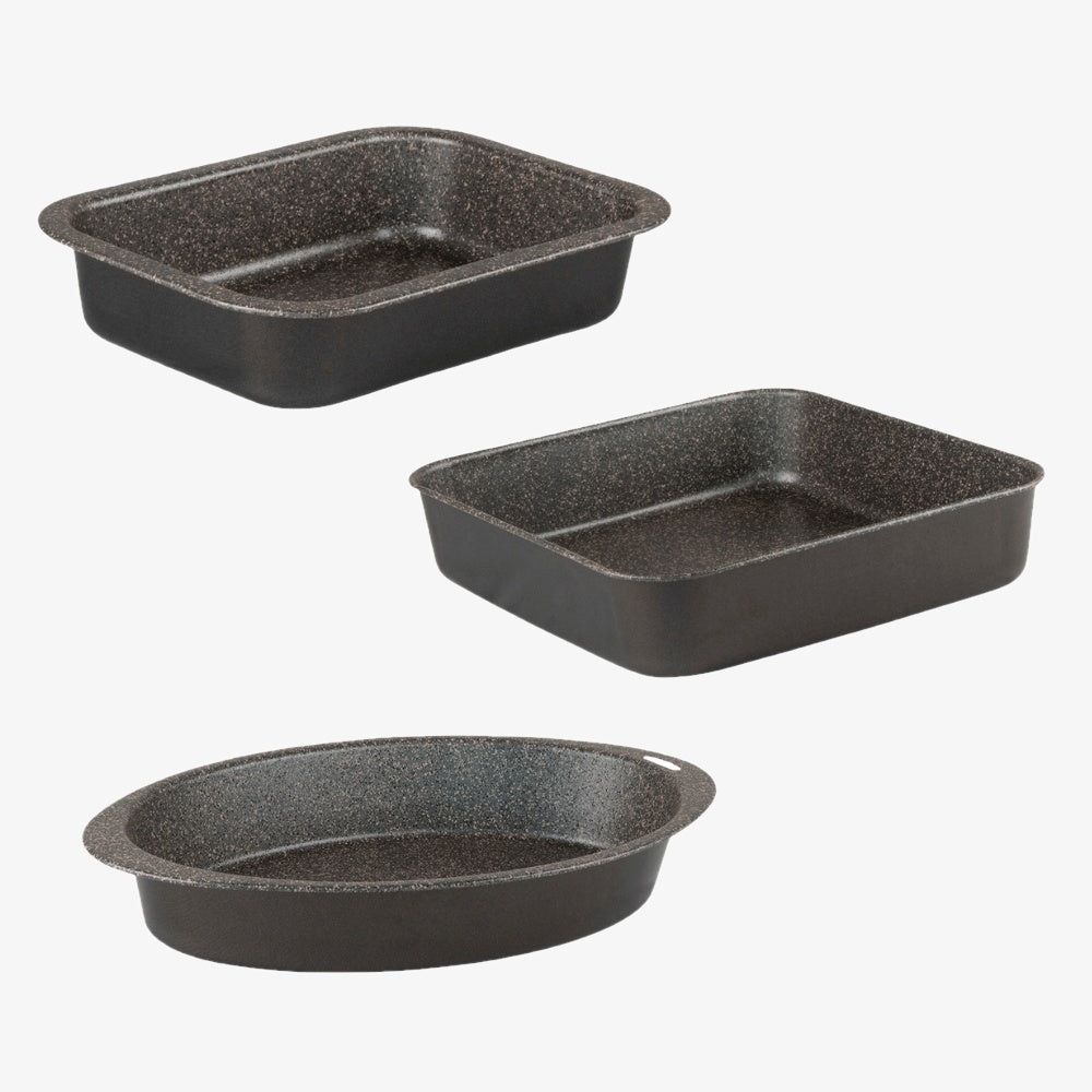 Set 3 pezzi teglie da forno antiaderente alluminio 7 strati PFOA free antigraffio made in italy