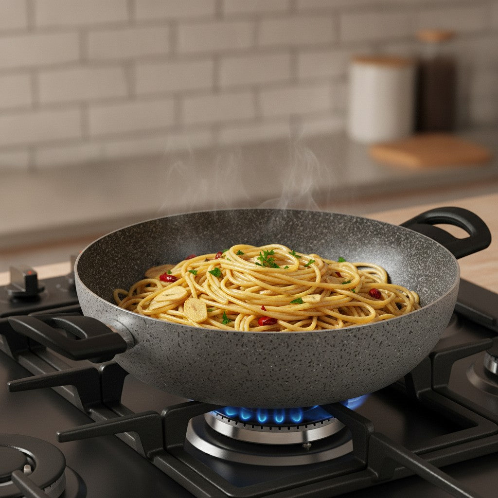 Saltapasta antiaderente maneggevole alluminio PFOA free antigraffio con due manici pratica cottura veloce made in italy_7