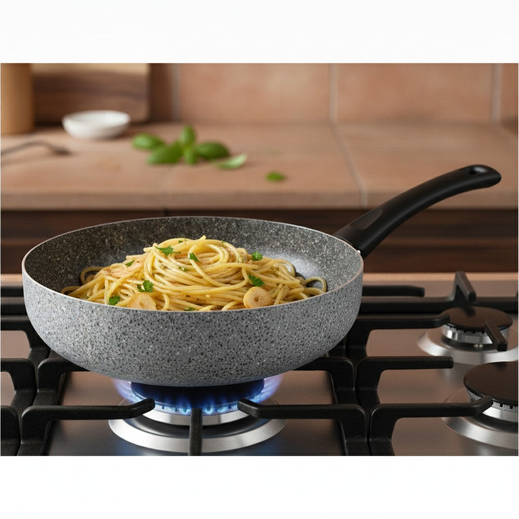 Saltapasta antiaderente maneggevole alluminio con un manico lungo PFOA free antigraffio pratica cottura veloce made in italy_8