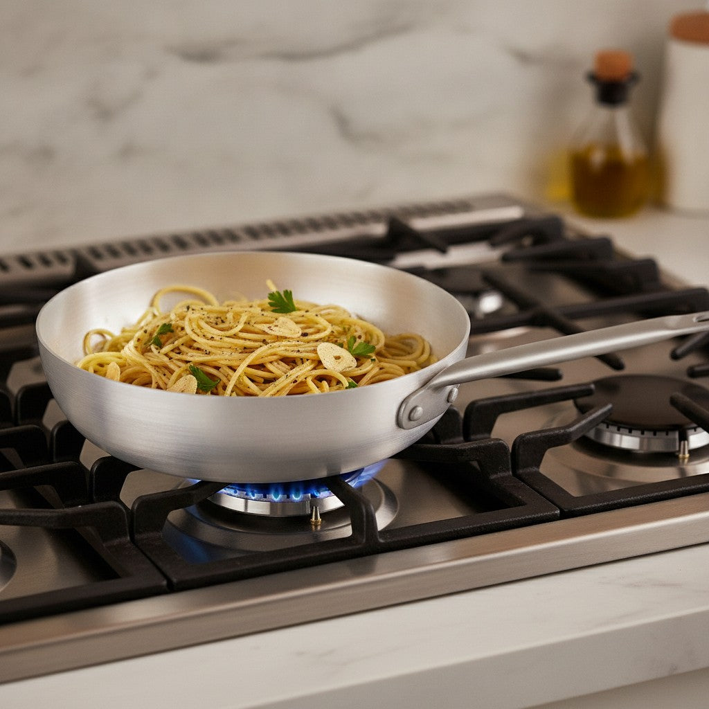 Saltapasta in alluminio bianco con manico in ferro capiente horeca casalinga in italy_8