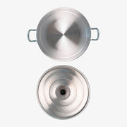 2-teiliges Set: Deckel und Kessel aus weißem Aluminium mit Eisengriff – Foto 1