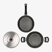 3-teiliges Pasta-Set: Topf, Pfanne und Deckel, antihaftbeschichtetes Aluminium – Foto 1