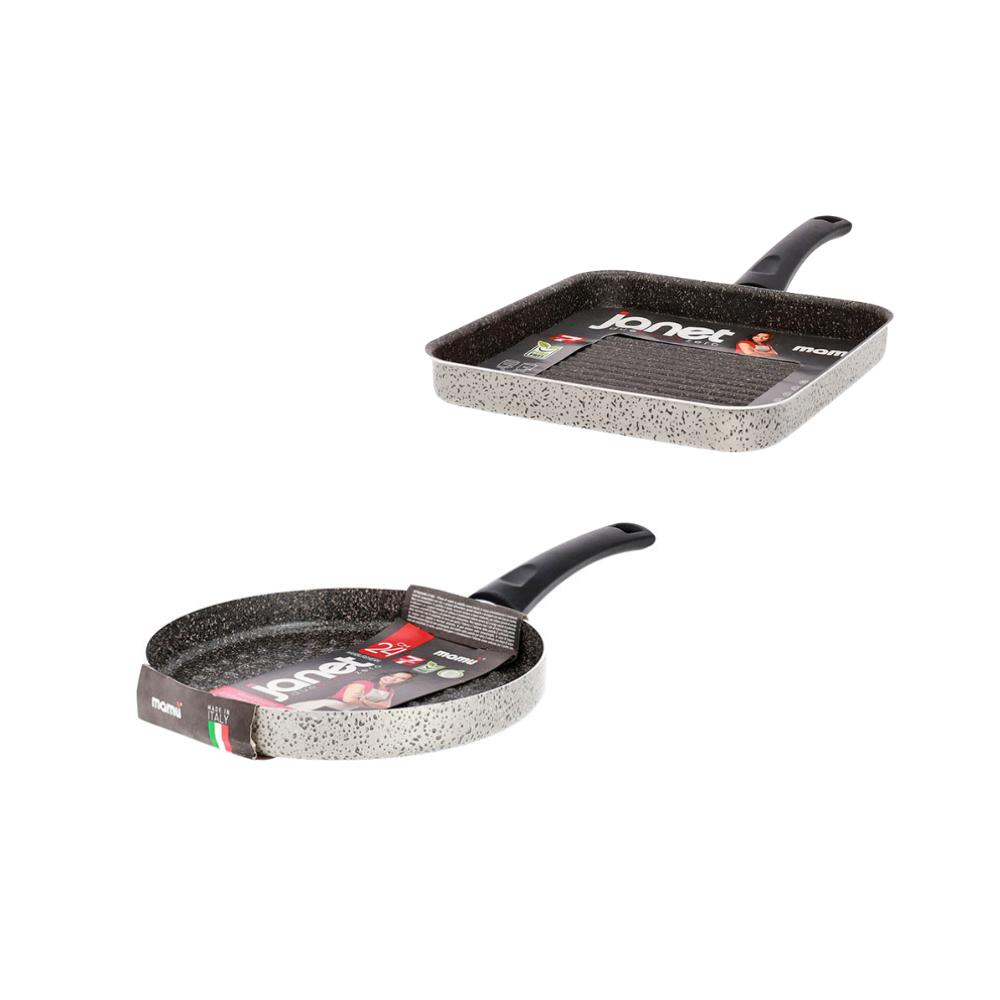 Mamù Set 2 padelle grill antiaderente PFOA free antigraffio pratica cottura veloce made in italy_1
