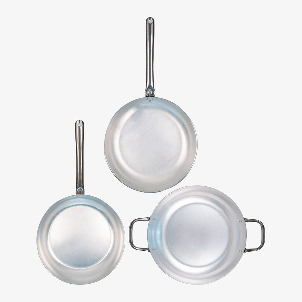 Set Professionale 3 prodotti padella, saltapasta, tegame in alluminio puro – foto 1