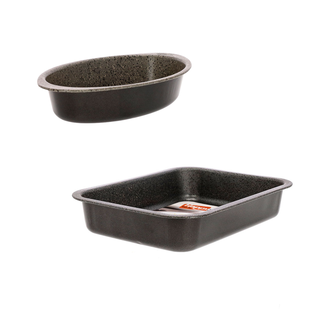 Mamù Set 2 pezzi teglie da forno quadrata e ovale antiaderenti antigraffio in alluminio made in italy_1